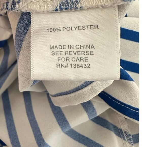 ModCloth Blue & White Nautical Striped Draped Sleeveless Blouse Women’s Size M - Picture 4 of 5